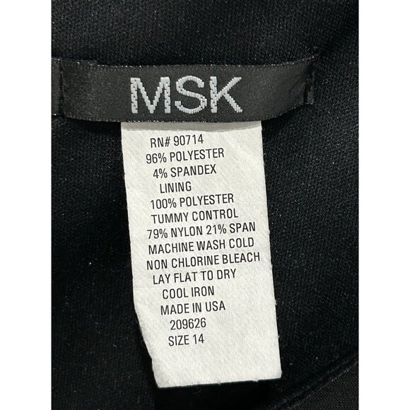 MSK Little Black Dress Draped Side Detail Ruching Size 14 - Picture 6 of 8